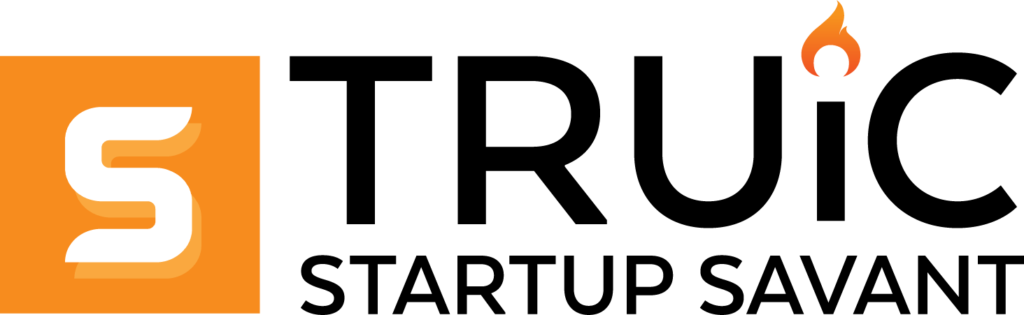 Logo for Truic Startup Savant, with an orange box and