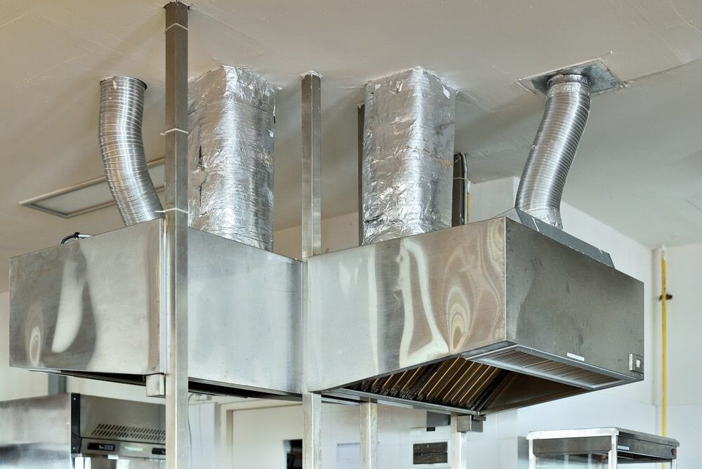 Stainless Steel Commercial Kitchen Exhaust Hood With Ductwork — Townsville Stainless Steel in Whitsundays, QLD