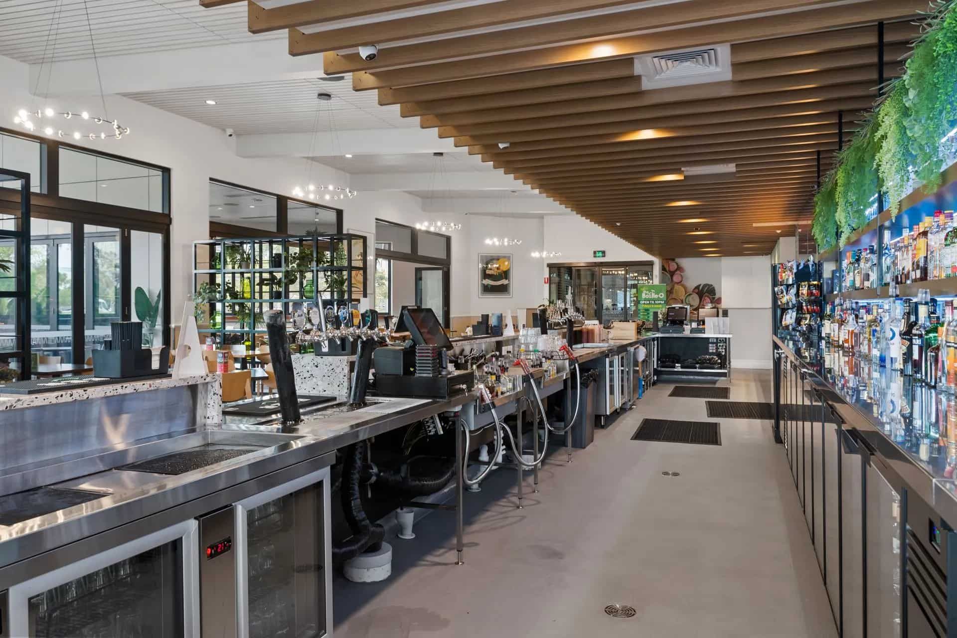 Interior View of a Modern Bar With Stainless Steel Counters — Townsville Stainless Steel in Garbutt, QLD