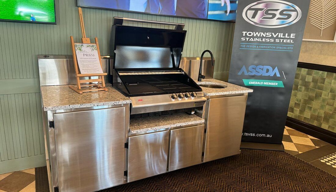 A Stainless Steel Kitchen with A Sink and Stove — Townsville Stainless Steel in Garbutt, QLD