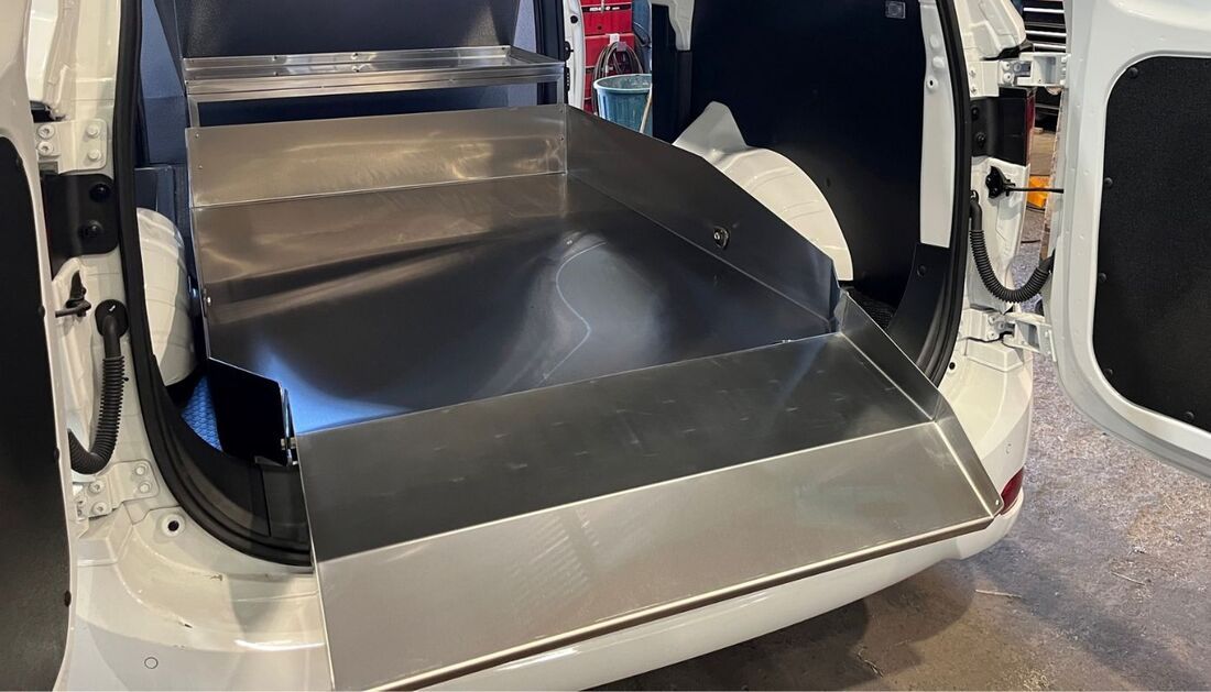 A White Van with A Stainless Steel Tray in The Back — Townsville Stainless Steel in Garbutt, QLD