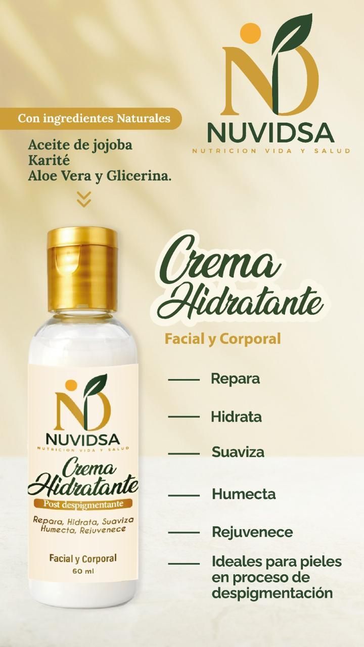 Un frasco de crema hidratante post-despigmentante Nuvisda centrado