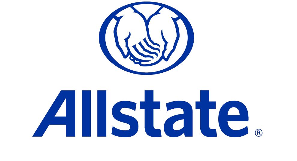 Allstate logo: two cupped hands inside an oval above the blue text "Allstate."