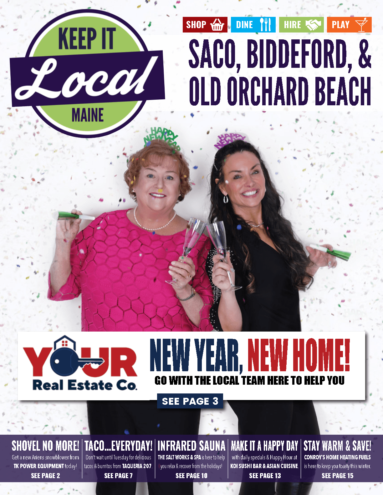 Two women are holding champagne glasses on the cover of a magazine.