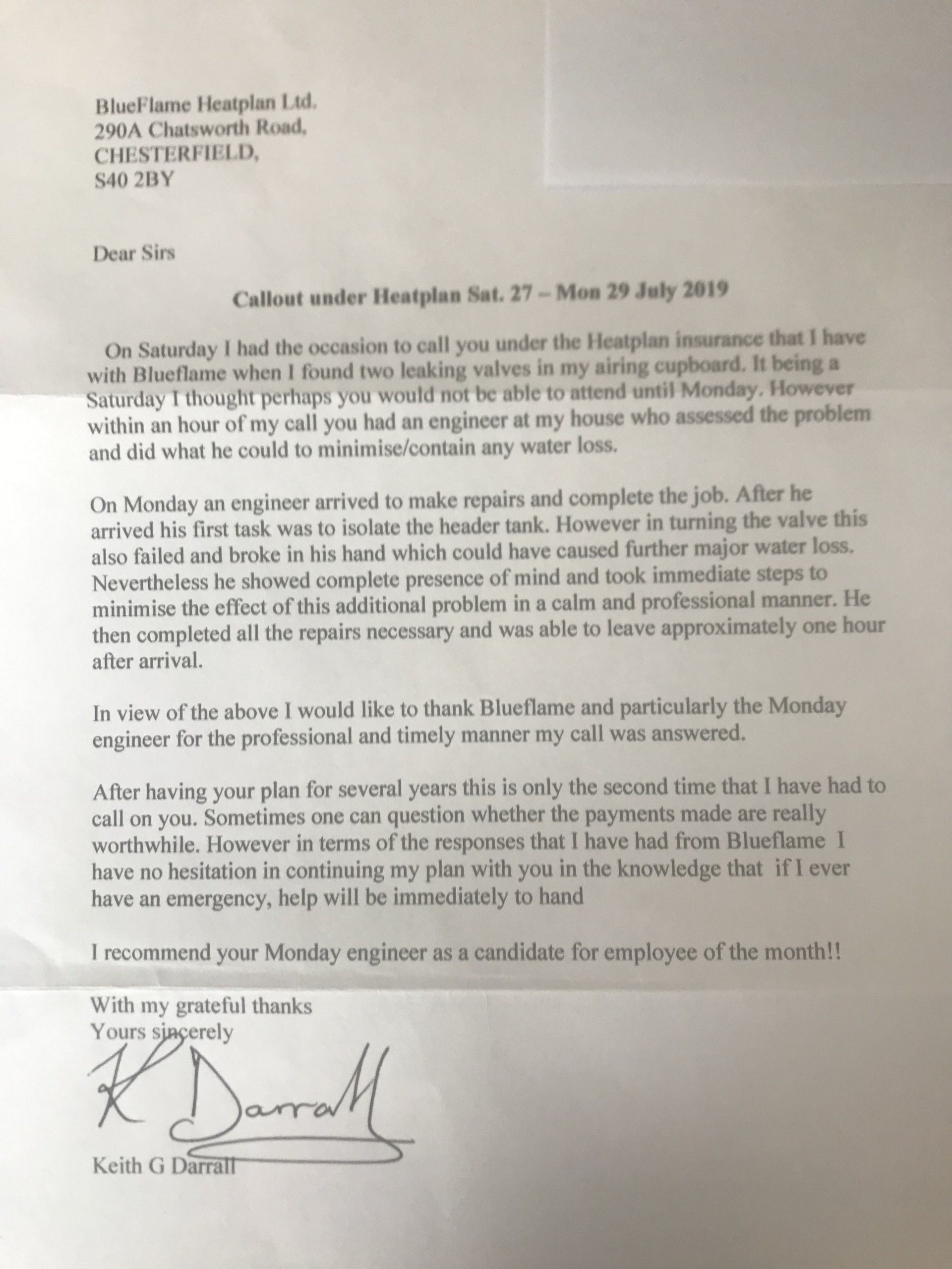 A letter with a signature on it that says jarrell