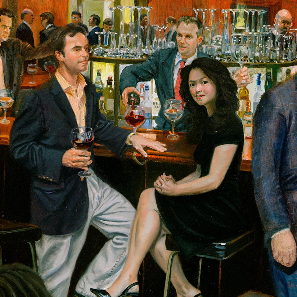 Bar at the Four Seasons| Figurative Oil Painting by John Varriano