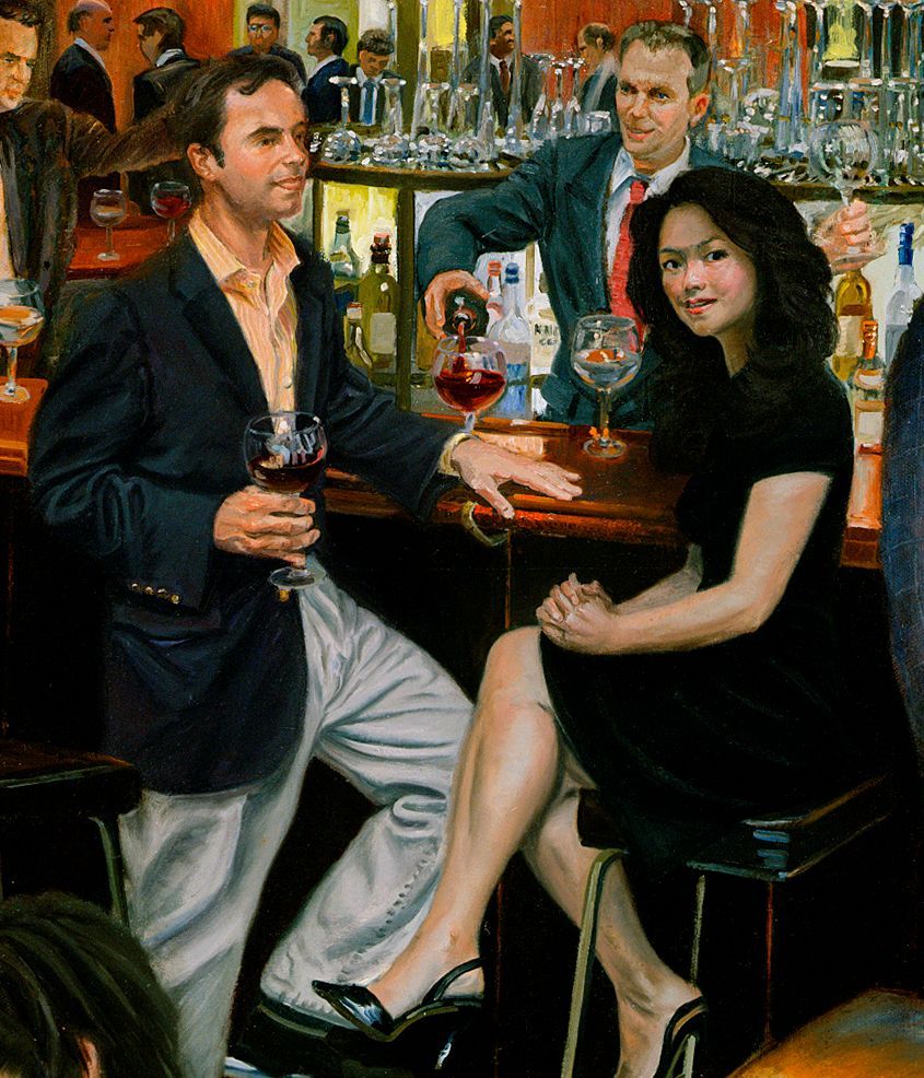 Bar at the Four Seasons | Figurative Oil Painting by John Varriano