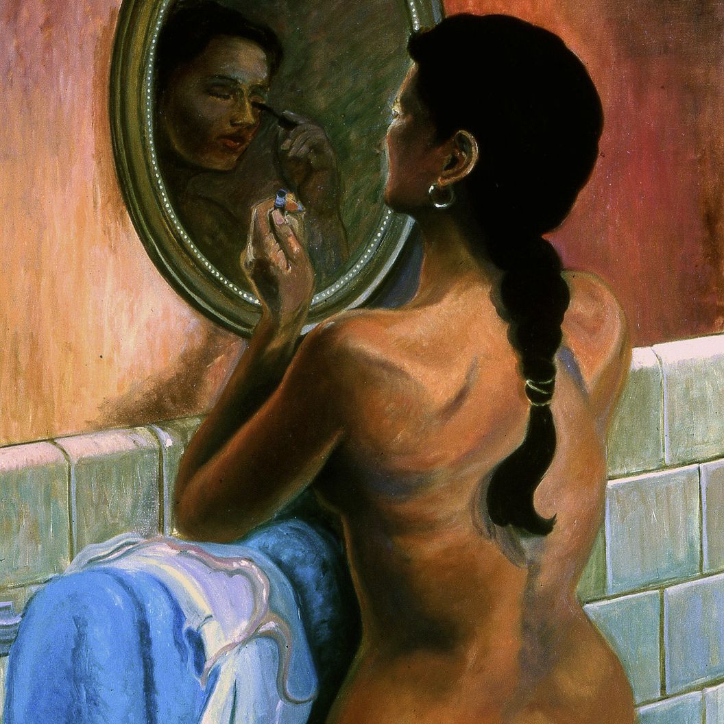 Girl In Mirror | Figurative Oil Painting by John Varriano