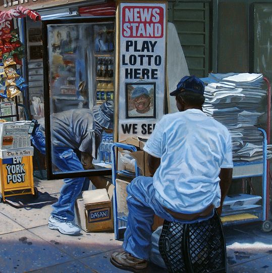 Newsstand | Figurative Oil Painting by John Varriano