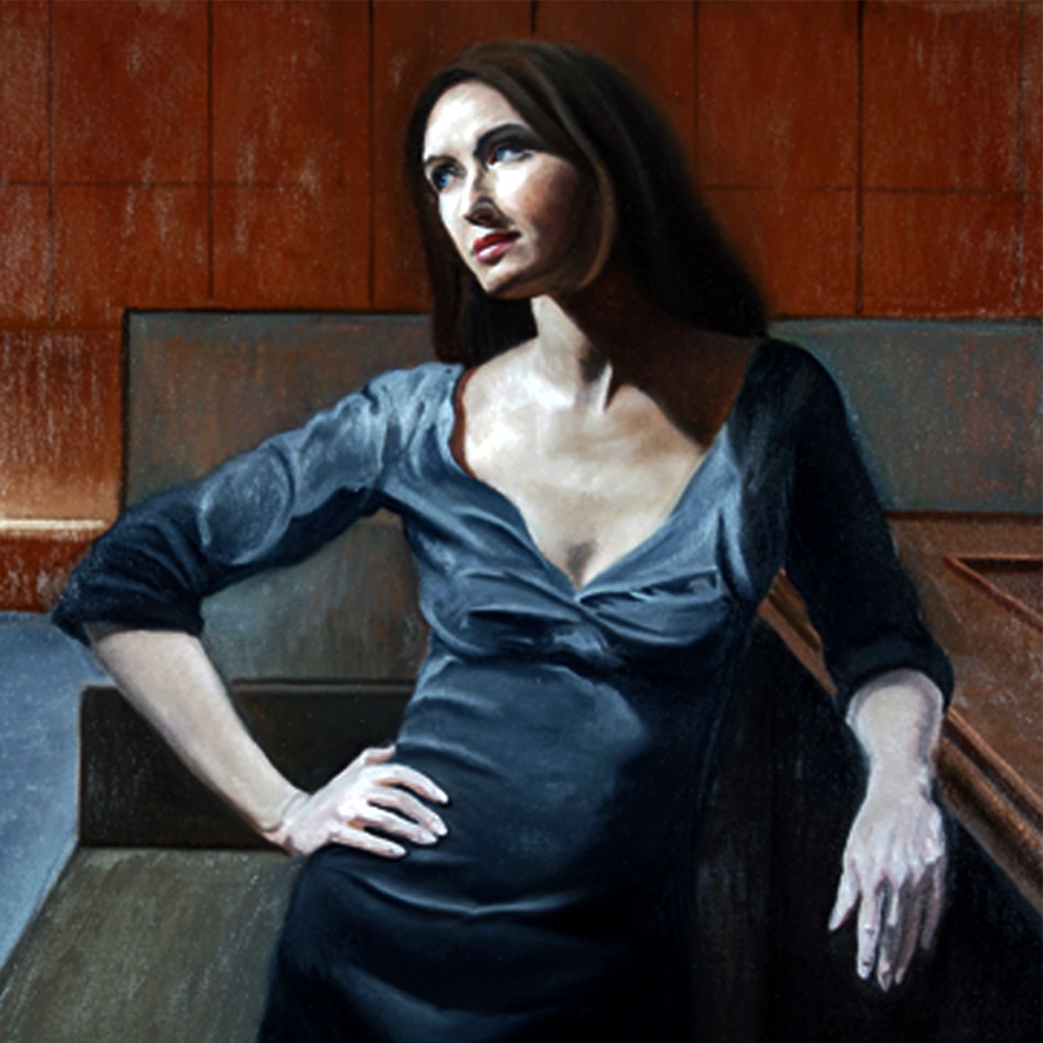 Woman at The Bar | Figurative Oil Painting by John Varriano