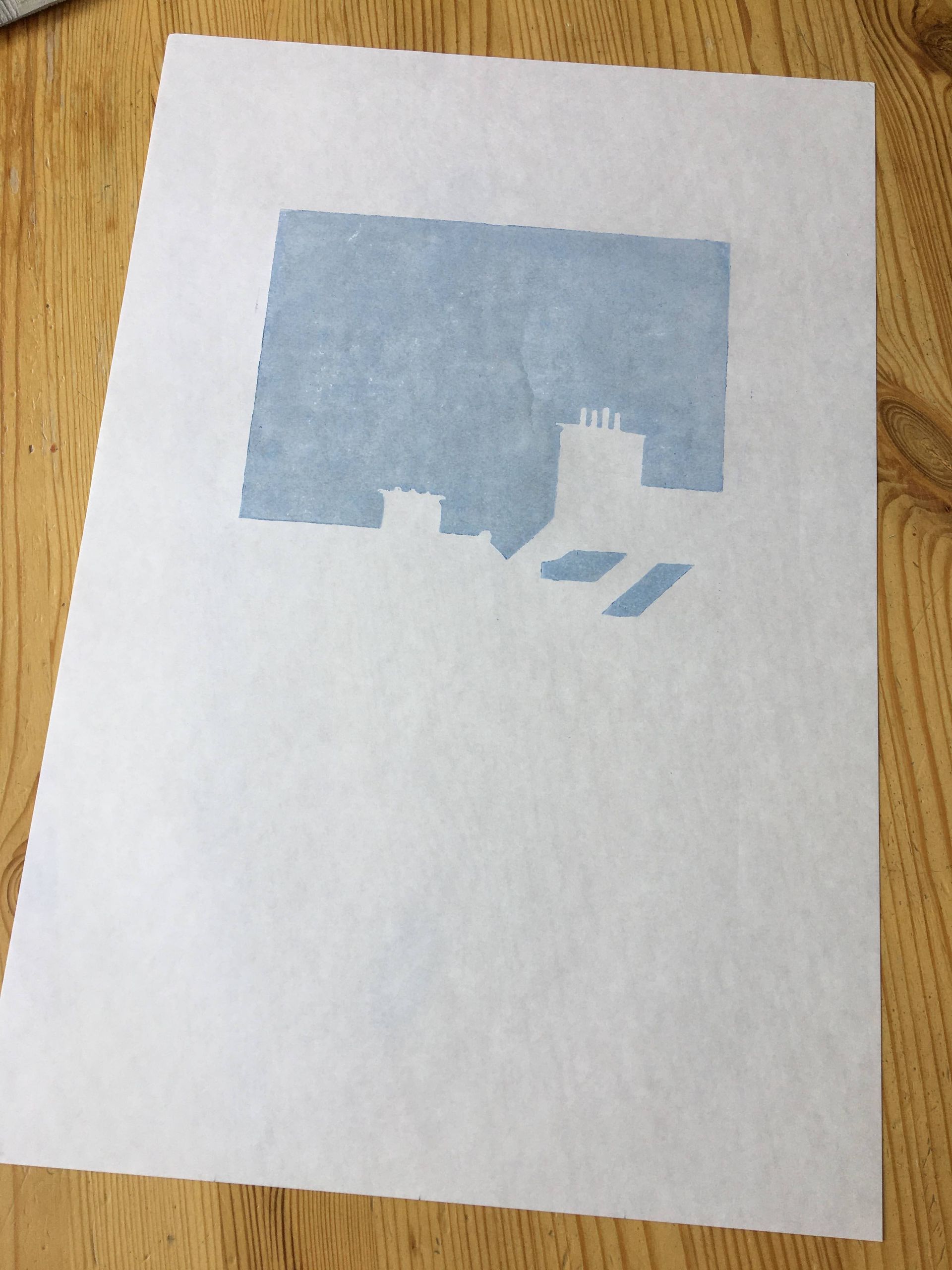 Eerste laag: blauwe lucht.