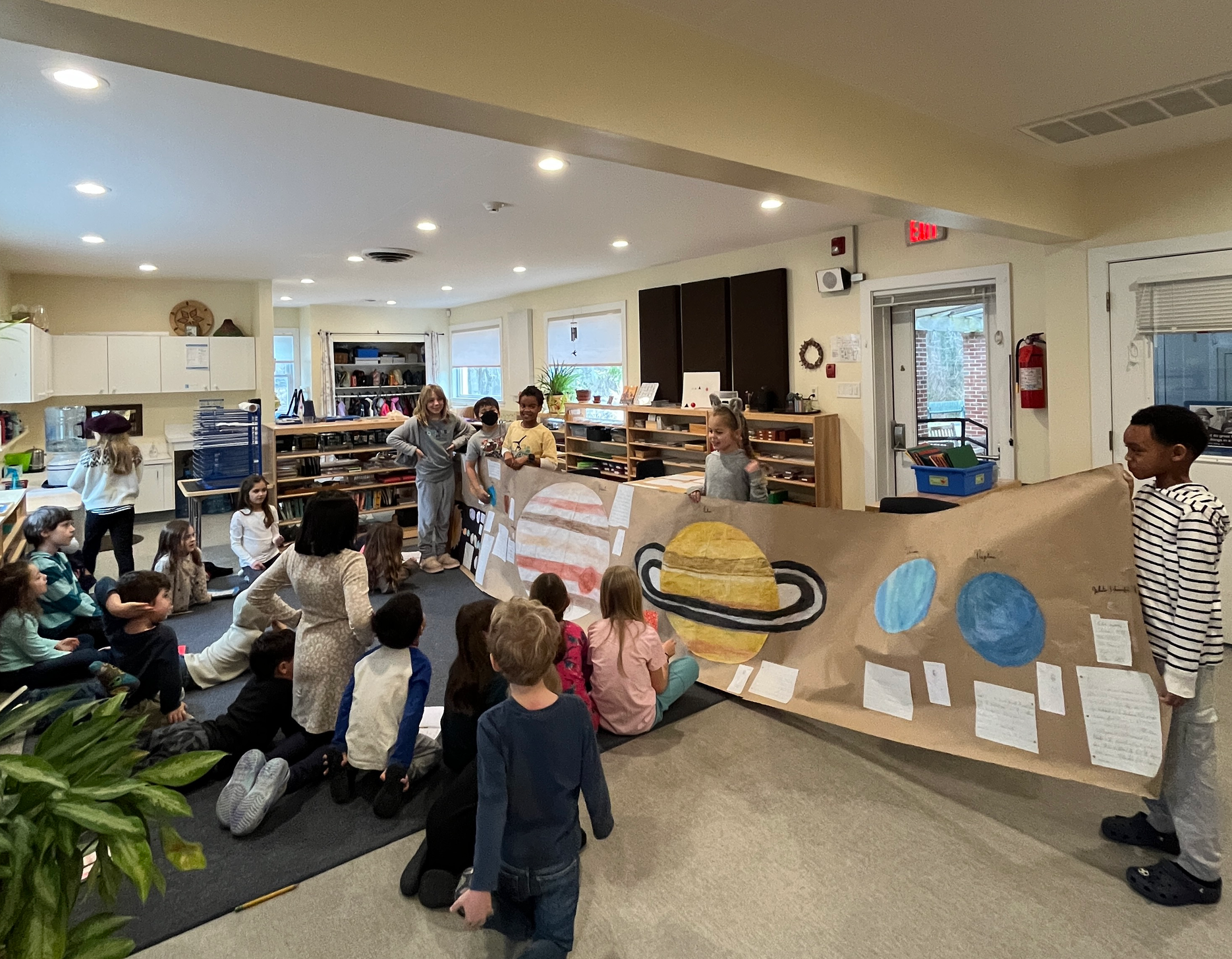 Montessori children in a montessori classroom