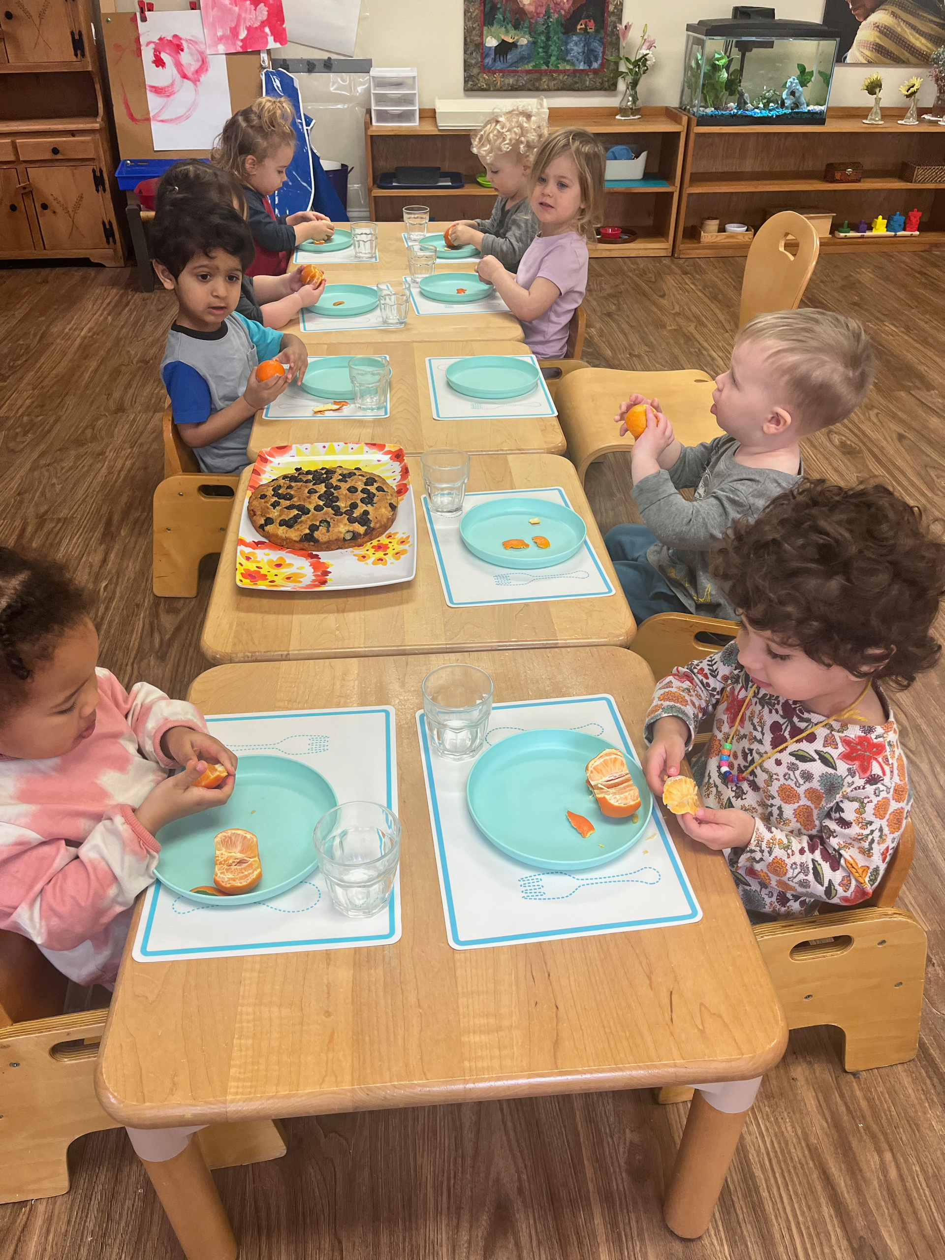 toddler eating together