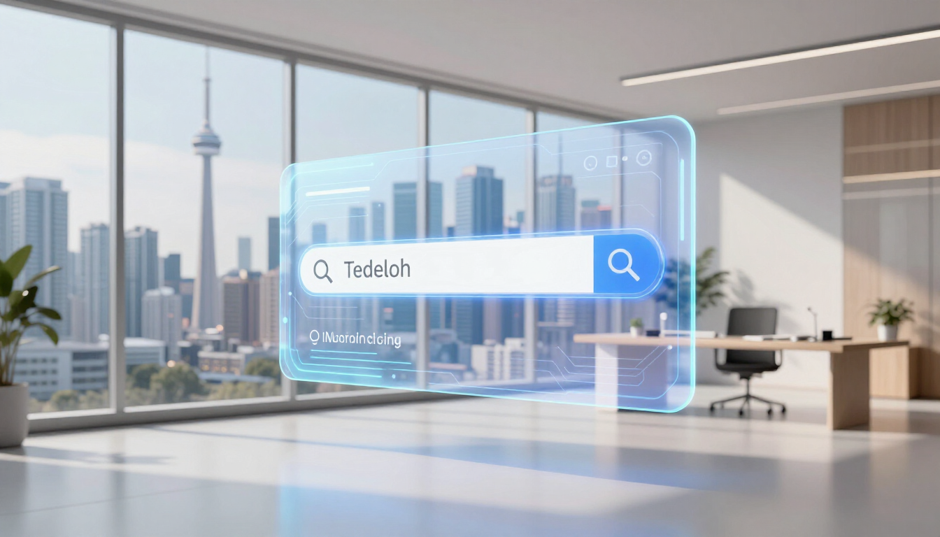 A futuristic representation of AI search in 2026 showing holographic data interfaces.