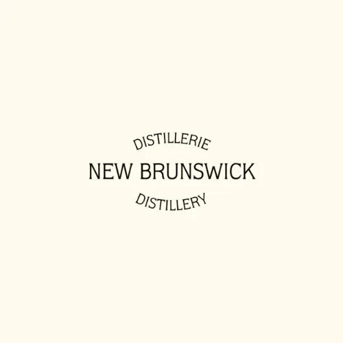 Logo for New Brunswick Distillery. Black text on cream background.