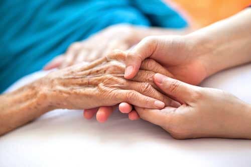 Hand of Old Person Held by Younger One — Health Care in Falmouth, MA