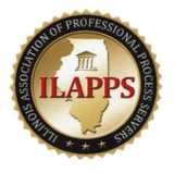 ILAPPS seal: gold and black, with Illinois map, building, and text
