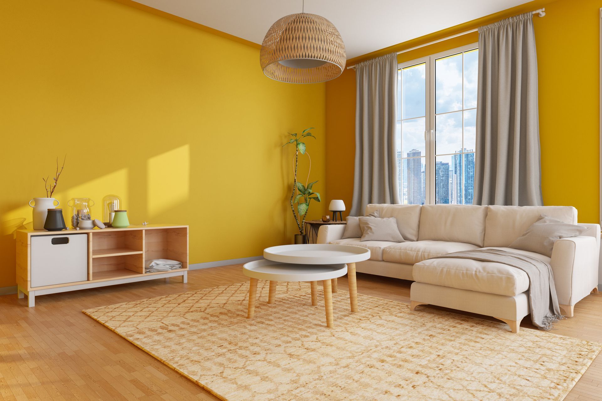 Living Room With Yellow Wall Paint — Seymour, In — All in 1 Home Improvement