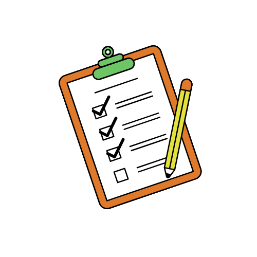 A clipboard with a checklist and a pencil on it.