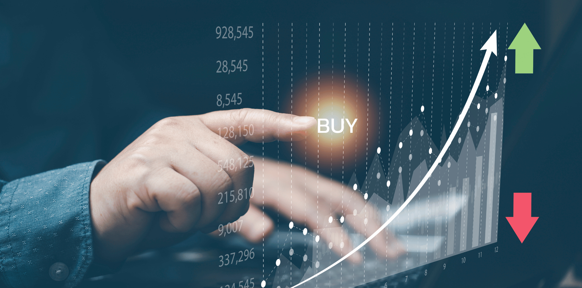 A Man trading stocks on a computers screen