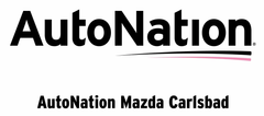AutoNation logo with pink underline and “AutoNation Mazda Carlsbad” text
