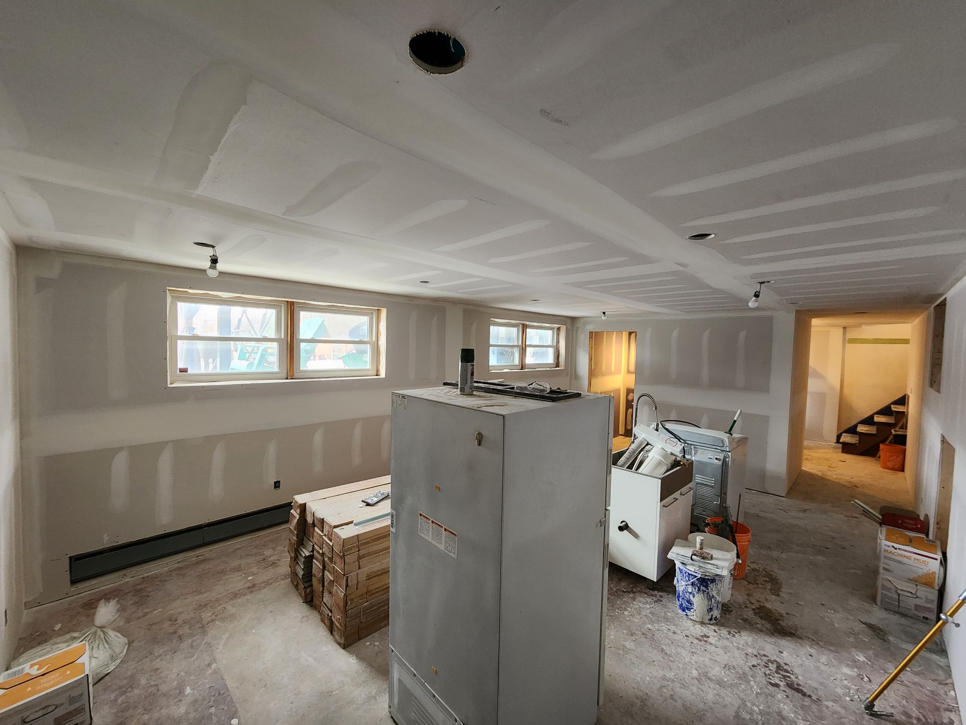 a room in a house that is being remodeled .