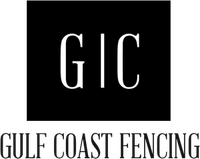 A black square with the white letters "GIC" separated by a vertical line, over the text "GULF COAST FENCING."