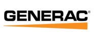 Generac logo with black text above an orange horizontal wedge shape.