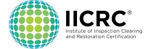 Logo of IICRC: Institute of Inspection Cleaning and Restoration Certification, with a globe icon and text.