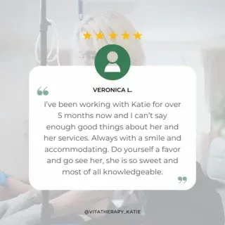 Veronica L. wrote a review for Katie, mentioning she has worked with her for over 5 months