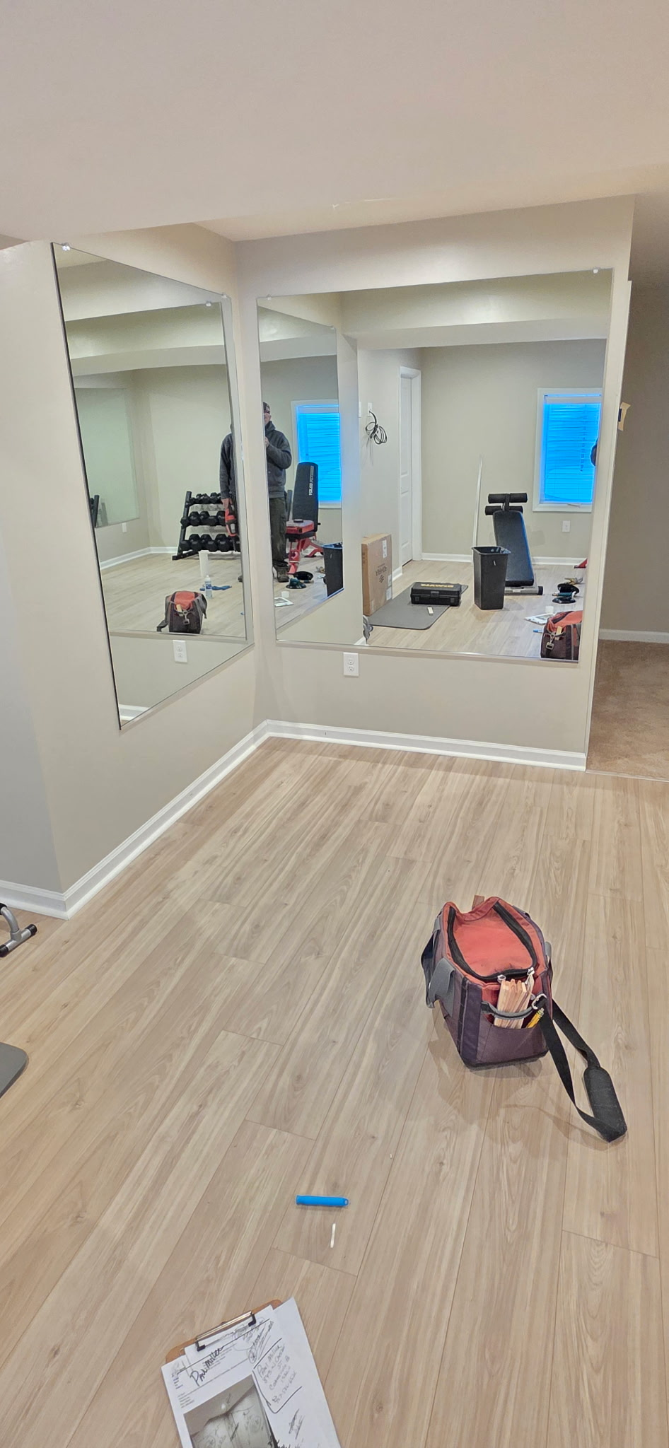 Home Gym Mirror Installation