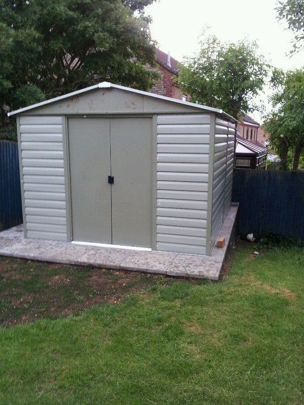 Large panelled windowless shed