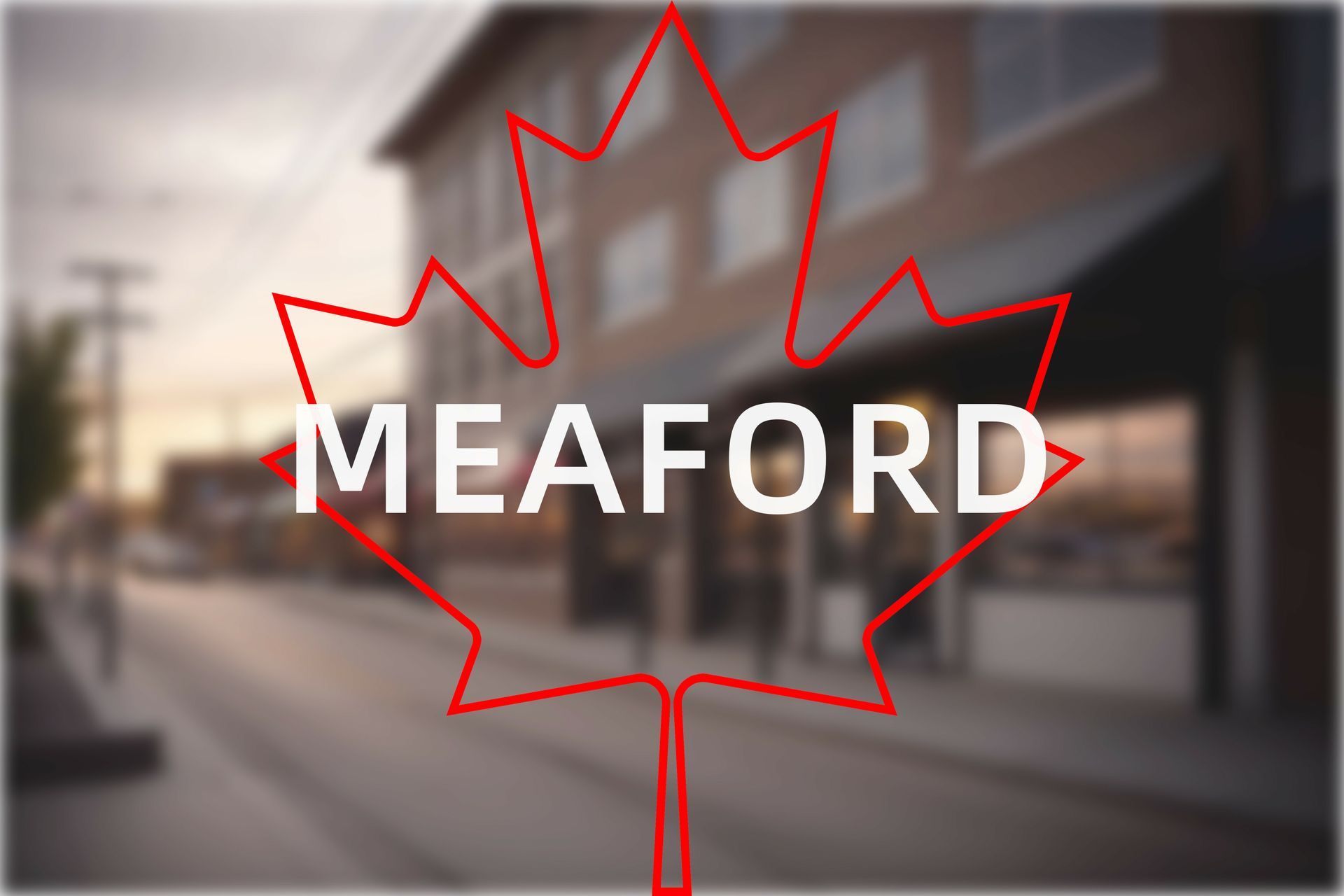 A maple leaf with the word meaford on it