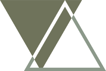 A green triangle with two lines on a  background.