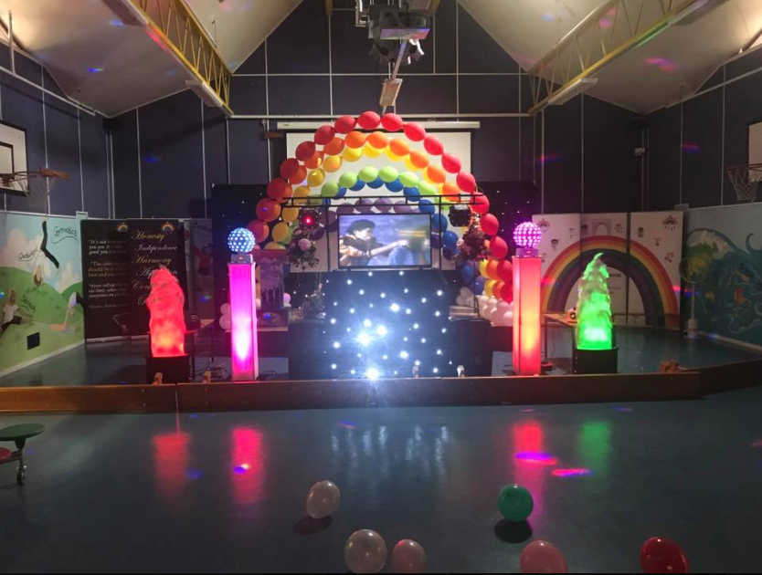 School disco party with lights