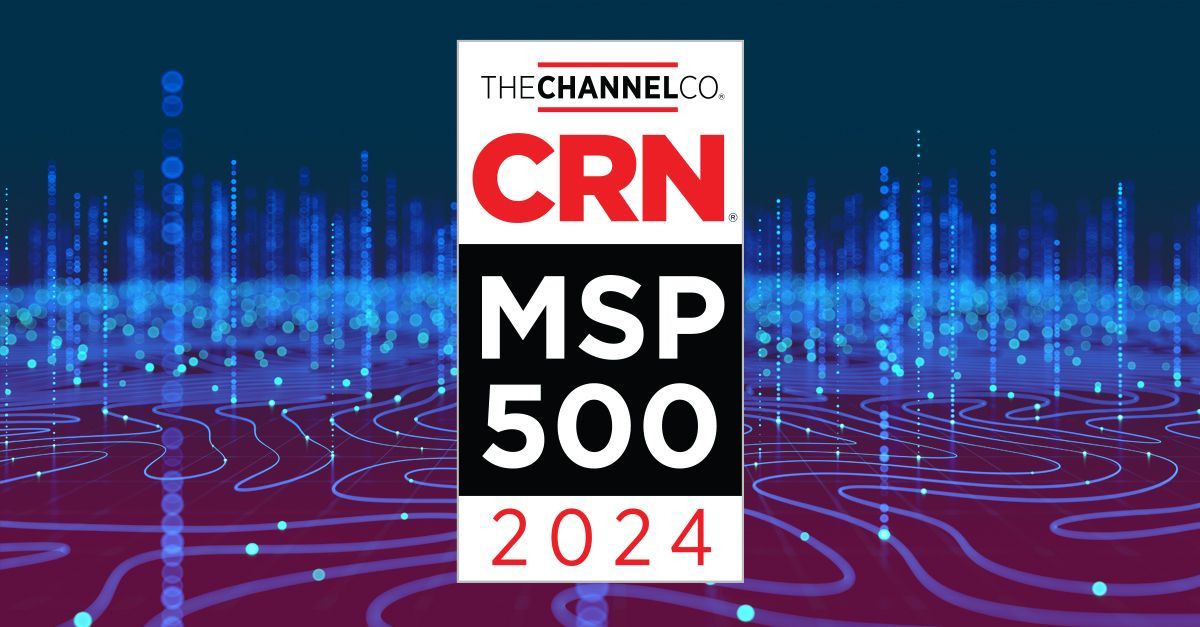the CRN MSP500 2024 logo, in front of a blue and purple techy background