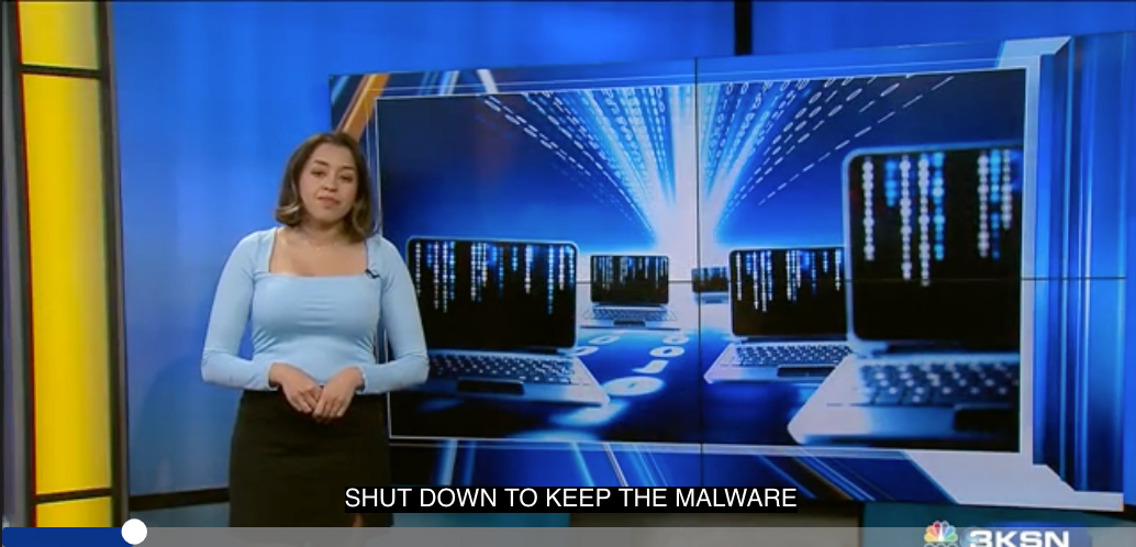 A screenshot of a news broadcast