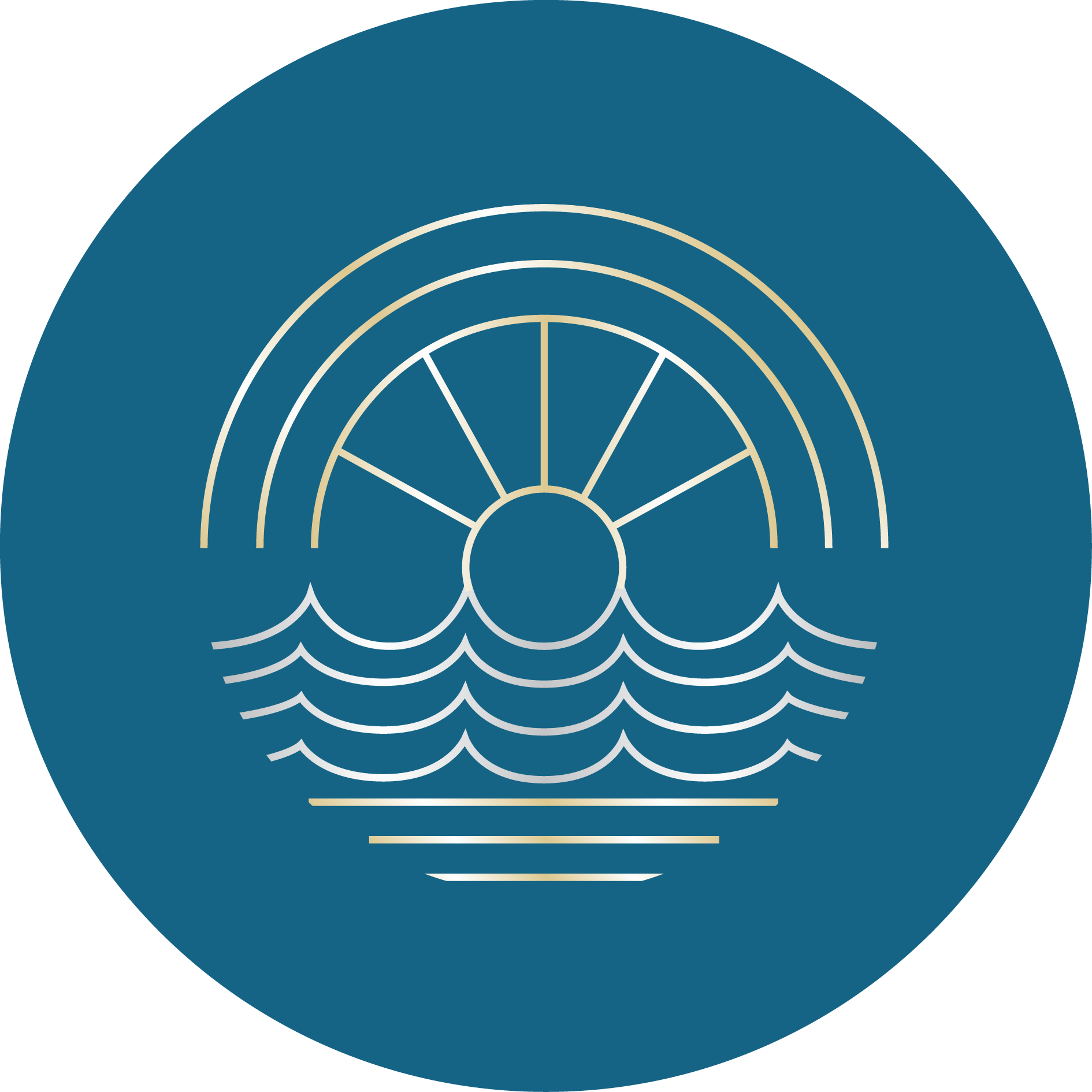 A compass with a circle in the middle on a white background.