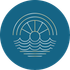 A compass with a circle in the middle on a white background.