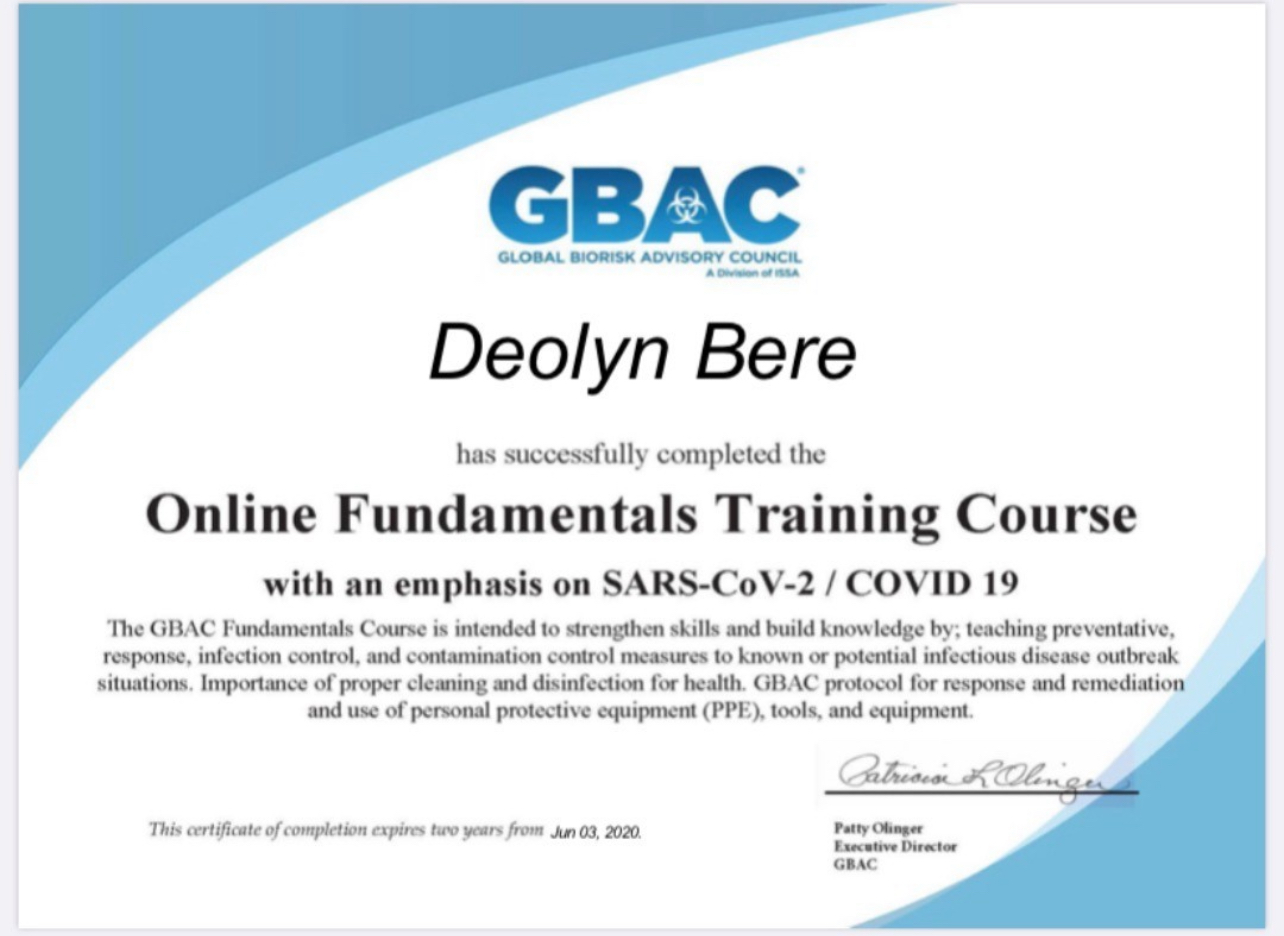 Deolyn bere has successfully completed the online fundamentals training course