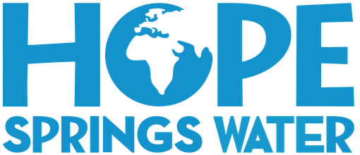 The words Hope Springs Water are displayed in blue text