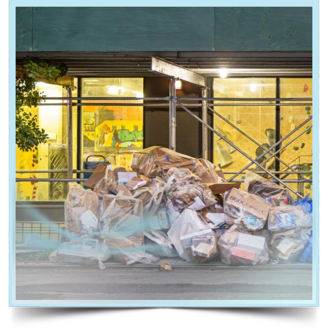 Junk pile outside the house