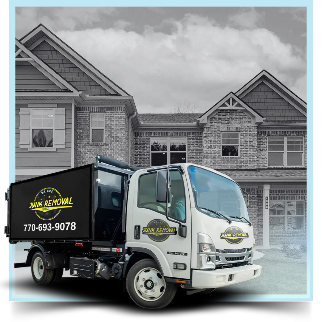 We Are Junk Removal truck in front of a house.