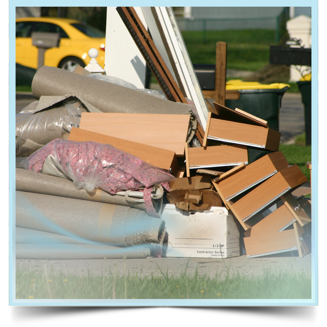 Junk pile outside the house