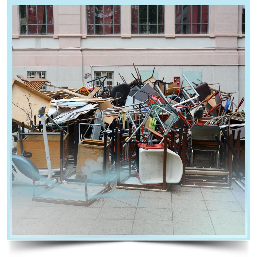 Junk pile outside the house