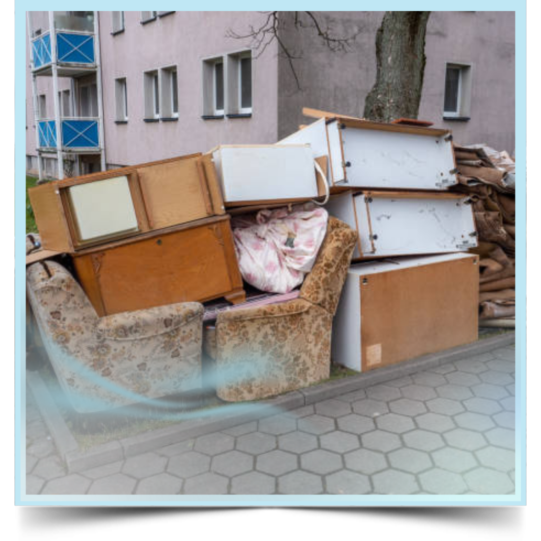 Junk pile outside the house