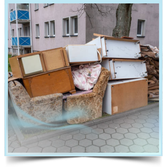 Junk pile outside the house