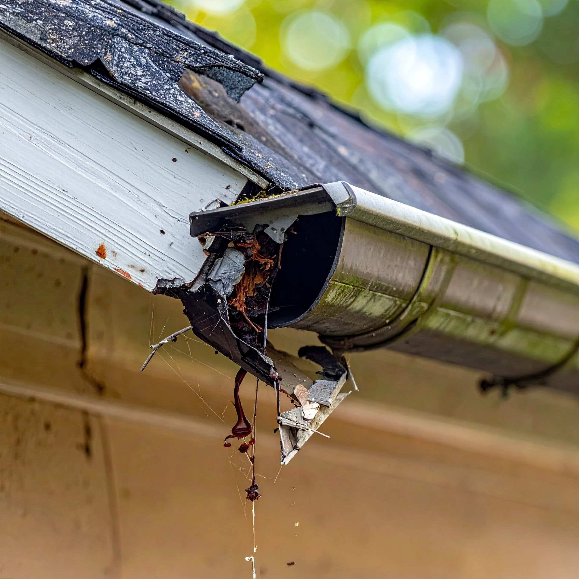 Roof damaged from clogged gutters