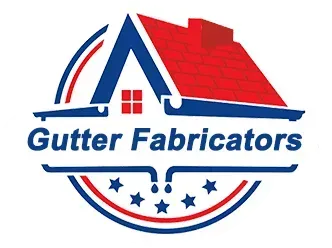 A logo for gutter fabricators shows a house with a red roof