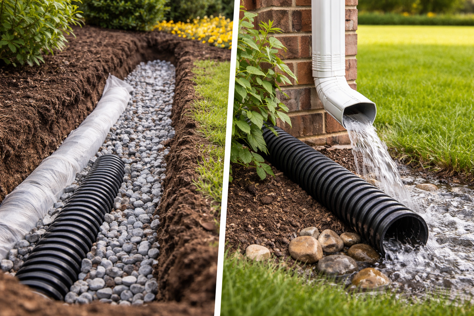 french drain vs gutter drainage